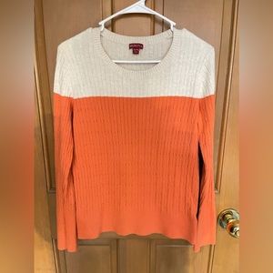 Merona Color Block Sweater Orange and Cream